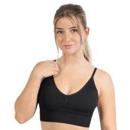 Produktbild: SMILODOX Sport BH Damen Maria - Solid Scrunch Push Up BH, Shaped Fit, Fester Halt, Blickdicht Bustier, verstellbare Träger, V-Ausschnitt BH ohne Bügel, Yoga, Fitness & Alltag, hoher