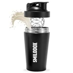 Produktbild: SMILODOX Steel Shaker Proteinshake, 500ml Shaker Edelstahl, Blender Bottle Protein Shaker, Bulk Shaker 500ml, Eiweiss Shaker mit Kugel, Abnehmen Shake Schüttelbecher, Fitness Shaker Gym Flasche
