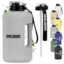 Produktbild: SMILODOX Trinkflasche 2,2 Liter - Extra Stark große Wasserflasche - BPA-frei, Sportflasche + Strohhalm (2 Deckel) Ideal für Fitnessstudio, Bodybuilding, Outdoor-sport, Wandern & Büro