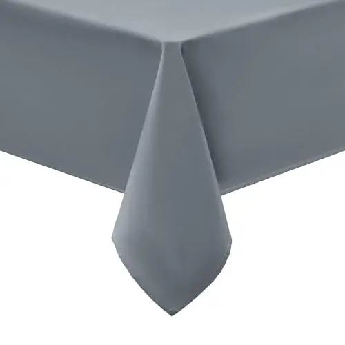 Produktbild: smiry Tischdecke Abwaschbar Rechteckig 100x140cm Tischtuch Polyester Wasserabweisend Lotuseffekt Tischwäsche Schmutzabweisend Abwischbare Tafeldecke für Party Küche, Grau