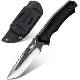 Produktbild: SMITH CHU Outdoor Messer Survival Full Tang Jagdmesser Feststehende Klinge D2 Stahl Scharfes Camping Messer mit Kydex Holster