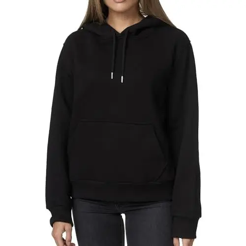 Produktbild: Smith & Solo Hoodie Damen – Kapuzenpullover Frauen Baumwolle Long, mit Kapuze Pullover Sweatshirt Rundhals, Slim Fit Freizeit Sport Langarmshirt, Hoodies Training - Pulli Streetwear Schwarz M
