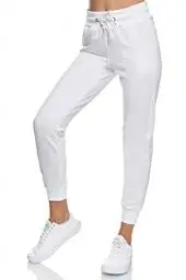 Produktbild: Smith & Solo Jogginghose Damen – Sporthose Frauen Baumwolle| Sweatpants Slim Fit Freizeithose Lang | Trainingshose Fitness High Waist – Jogger Laufhosen Modern Weiß/XS