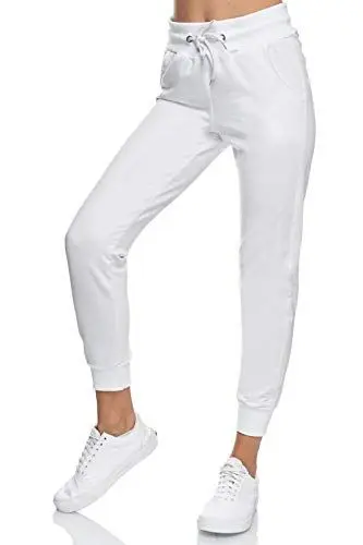 Produktbild: Smith & Solo Jogginghose Damen – Sporthose Frauen Baumwolle| Sweatpants Slim Fit Freizeithose Lang | Trainingshose Fitness High Waist – Jogger Laufhosen Modern Weiß/S