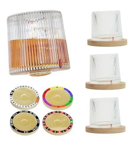 Produktbild: Smiths Mason Jars 190ml (6.4oz) altmodisches Whiskyglas Set, drehbarer Sockel, Rocking Rum mit Spielen – Würfel, Roulette, Magic 8 Ball, Buchstabieren – Verbessern Sie Ihr Trinkerlebnis