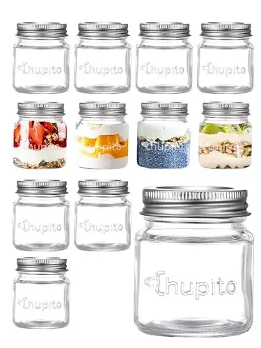 Produktbild: Smith's Mason Jars Chupitos | 60ml / 2oz pro Shot Gläser mit Deckel Ideal Kräuter und Gewürze Lagerung, Einmachgläser, Hochzeitsgeschenke und mehr (12)