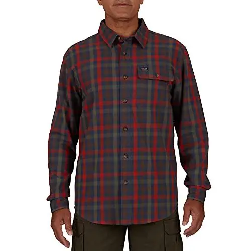 Produktbild: Smith's Workwear Herren Plaid Pocket Flannel up Shirt Hemd mit Button-Down-Kragen, Russett-349, Mittel
