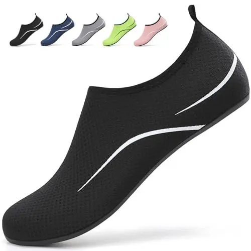 Produktbild: SMITWORLD Wasserschuhe Strandschuhe für Herren Damen, Schnell Trocknend Lässig Badeschuhe für Schwimmen Tauchen Schnorcheln (Schwarz, 45 EU)