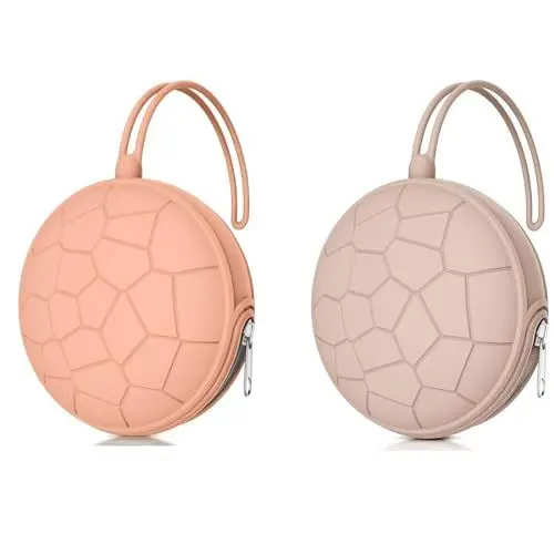 Produktbild: Smlpuame Silikon Schnullerbox Mädchen Junge,2 Stück BPA-Freiem Silikon Schnullerhalter Aufbewahrung für 2 Schnuller,Wasserdicht Schnullerhalter Schnullerbox für Wickelrucksack,Rouge + Gedämpftes Rot