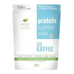 Produktbild: smnut protein superfood shake EIS KAFFEE | Bio Veganes Premium Proteinpulver | 100% Natur: Ohne Zusatz von Aromen oder Süßstoffen | Laktose- und Glutenfrei | 500g