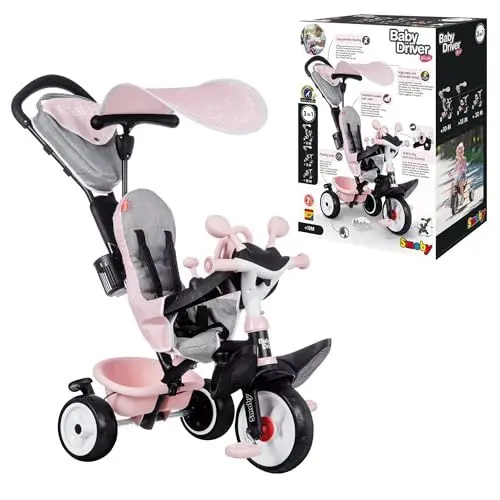 Produktbild: Smoby - Baby Driver Plus Rosa - 3-in-1 Kinder Dreirad, mitwachsendes Multifunktionsfahrzeug mit premium Ausstattung, für Kinder ab 10 Monaten