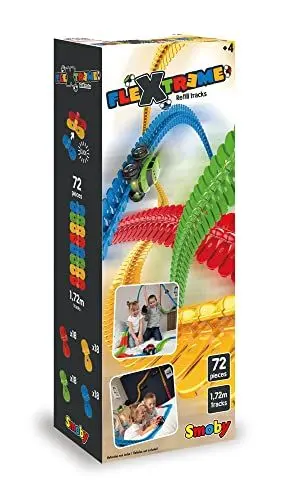 Produktbild: Smoby – FleXtreme Schienen-Erweiterung – 72 Schienen für Flextreme Starter-Set, Rennbahn für Autos, für Kinder ab 4 Jahren, flexible Strecke mit Fahren-über-Kopf-Funktion