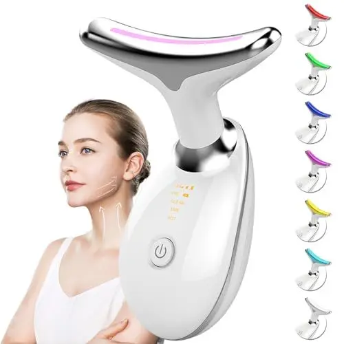 Produktbild: SMOCTAR Gesichtsmassagegerät gegen Falten, Gesicht Schönheit Gerät mit 3 Modi, 45°C Anti-Falten Gesichtsgerät Hautstraffung & Lifting, EMS Gesichtsmassage für Frauen Männer (Weiß)