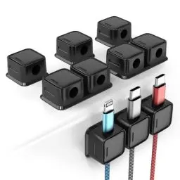 Produktbild: smofish Kabelhalter Kabelclips Kabel Management, 6 Pack 10-Slot Magnetische Schreibtisch Kabel Organizer, Stark Haftende Draht Ladegerät Halter Geschenk für Nachttisch, Küchengeräte（schwarz）