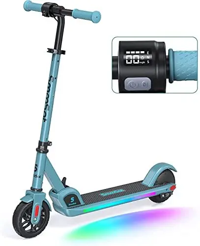 Produktbild: SmooSat E9 PRO Elektroroller, mit Bunter Regenbogenlicht, 5 Meilen Reichweite, LED-Anzeige, Einstellbare Geschwindigkeit und H?he, Faltbarer f¨¹r Kinder von 8-12 Jahren