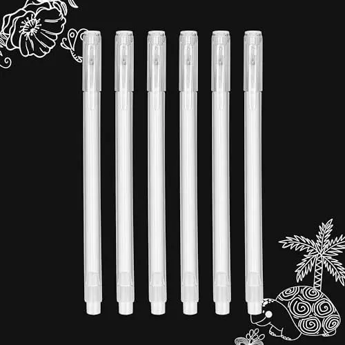 Produktbild: SMOOTHERPRO Weißer Gelstift | 6 Stück Weißer Stift | 0,6mm Spitze | Weiß Highlight Skizzieren Stifte | für Schwarz Dunkle Papiere Zeichnung Kunstdesign Scrappingbook (S060-6)