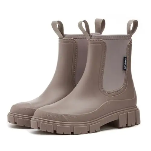 Produktbild: SmoothPace Wasserdicht Gummistiefel Damen Rutschsicher Abriebfest Stiefeletten Atmungsaktiv Mode Boots Komfort Regenstiefeletten Schlupfstiefel Brown 40EU