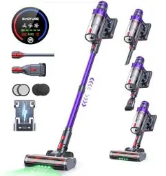Produktbild: SMOTURE Akku Staubsauger, 550W 45KPA 60 Min. Laufzeit Selbststehender Staubsauger für Zuhause, Staubsauger Kabellos mit Wandmontierte Ladestation,Automatikmodus,Abnehmbare Akku,Touchscreen