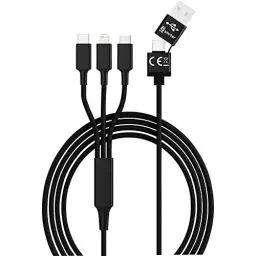 Produktbild: Smrter USB-Ladekabel USB 2.0 USB-A Stecker, USB-C Stecker, Apple Lightning Stecker, USB-Micro-B S, schwarz