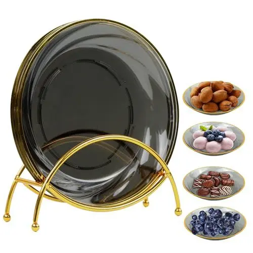 Produktbild: Snackschalen Dipschalen Saucenschälchen Frühstücksteller Servierplatten - Snack Vorspeise Schalen Set, Dessert kleine Dipschälchen Geschirr Teller Speiseteller, Kuchenteller, Dessertteller, 4 Stück