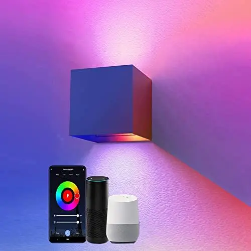 Produktbild: SNADER Smart WiFi LED Wandlampe Innen/Außen,6W-RGB Farbwechsel,steuerbar per App/Sprachsteuerung,einstellbarer Abstrahlwinkel-Wandleuchte Perfekt für Innen-und Außenbereiche Wohnzimmer,Garten (1)
