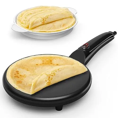 Produktbild: SNAILAR Crepes Maker, Elektrischer CrêpeMaker mit Griff, Antihaftbeschichtung, Heizfläche mit Ø 20 cm, 800W, Automatische Temperaturkontrolle, Einfache Bedienung, Für Crepes, Pancakes und Taccos.