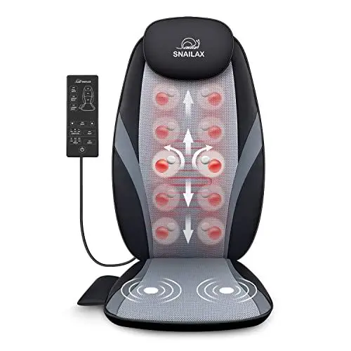 Produktbild: Snailax Massagesitzauflage, Shiatsu Massageauflage für Nacken und Schulter, Rückenmassaggerät mit Wärmefunktion und Vibrationsfunktion, Massagesessel, Geschenke für Männer, Frauen