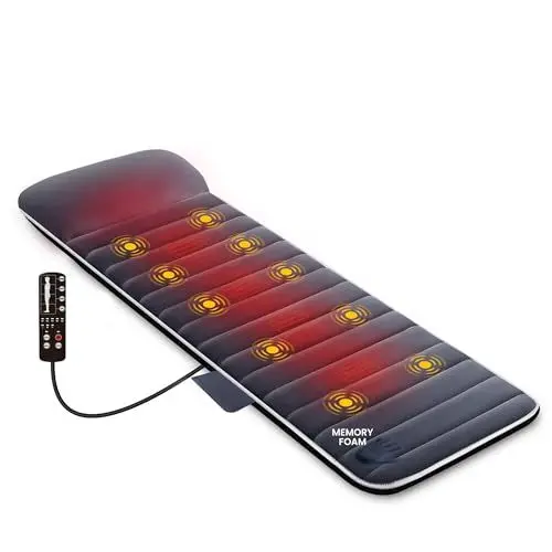 Produktbild: Snailax Memory-Foam Massagematte mit Wärme, Vibrationsmassagematte mit 10 Vibrationsmotoren für Nacken, Rücken, Taille, Beine,Geschenke für Männer, Frauen