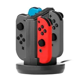 Produktbild: snakebyte FOUR:CHARGE - 4-in-1 Controller-Ladestation für Nintendo Switch - Docking Station für bis zu 4 Joy-Con Controller, kein Netzteil erforderlich, LED-Ladezustandanzeige, Schnellladung