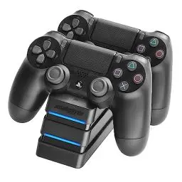Produktbild: snakebyte PS4 TWIN:CHARGE 4 – schwarz – Ladestation für PlayStation 4/ PS4 Slim / PS4 Pro Dualshock 4 Controller, Docking Station für 2 Gamepads inkl. MICRO USB Kabel, LED-Ladezustandanzeige