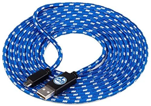 Produktbild: snakebyte S04 Micro USB Ladekabel 3 Meter - Offiziell lizenziertes FC Schalke 04 Micro USB Kabel / Nutzung für Smartphone, Handy, Tablet, Controller, PS4, Xbox, Computer, Laptop, uvm. / S04 Design