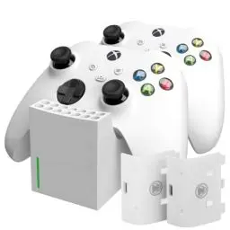 Produktbild: snakebyte Twin:Charge SX - weiß - Schnellladestation für Xbox Series S/X Controller, Ladegerät für 2 Wireless-Gamepads, inkl. 2X 800mAh Akkus, LED-Ladestatusanzeige, Xbox-Design