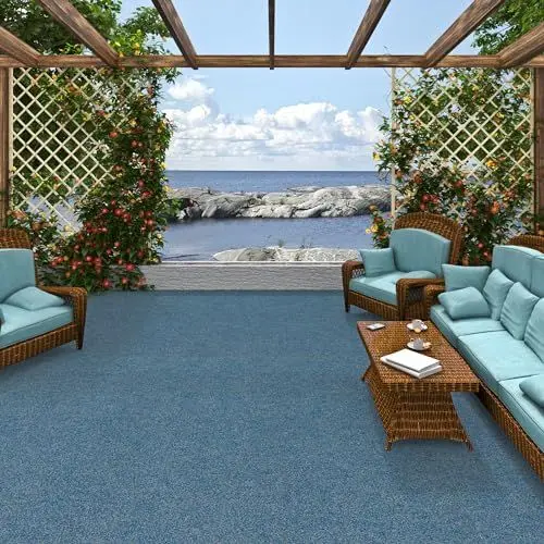 Produktbild: Snapstyle Komfort Kunstrasen Rasenteppich mit Noppen Wasserdurchlässig für Balkon Terrasse Kingston Blau in 19 Größen