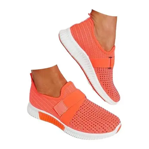 Produktbild: Sneaker Damen Laufschuhe Turnschuhe Sportschuhe Casual Frauen Freizeit Mode Outdoor Schuhe Atmungsaktiv Slip Auf Tanzsneaker Damen (Orange, 40)