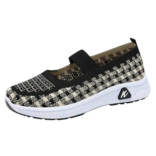 Produktbild: Sneaker Damen Schuhe Freizeit Orthopädische Straßenlaufschuhe Mit Klettverschluss Leicht Gesundheit Tennisschuhe Fitness Atmungsaktiv Plateau Schlupfschuhe Mesh Keilabsatz Laufschuhe Turnschuhe
