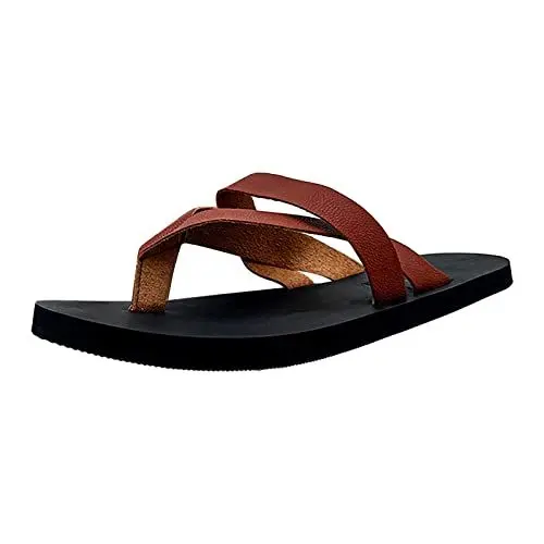Produktbild: Flip Flops für Männer im Sommer personalisierte rutschfeste Sandalen lässige Modetrend Gummi Außenpantoffeln Sneaker Schuhe Herren 46 (Brown, 44)