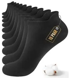 Produktbild: 10 Paar Sneaker Socken Herren Damen,Sportsocken Halbsocken Kurze Atmungsaktiv Baumwolle Socken (DE/NL/SE/PL, Numerisch, 43, 46, Regular, Regular, Schwarz)