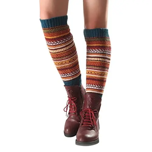 Produktbild: Sneaker Socken Herren 4346 Zehensocken Damen 3538 Lange Beinwärmer Damen Herren 80er Party Rippstrick Tanz Sport Beinwärmer Wintersocke Sportsocken Herren 4346 Anti Rutsch Socken (Blue, One Size)