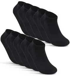 Produktbild: Sneaker Socken Herren 47-50 Schwarz Baumwolle 10 Paar Herren Sneaker Socken 47-49 Schwarz Sportsocken Herren 47-50 Kurze Socken Short Socks Men 16510 WP (Schwarz 47-50)