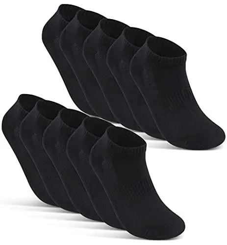 Produktbild: Sneaker Socken Herren 47-50 Schwarz Baumwolle 10 Paar Herren Sneaker Socken 47-49 Schwarz Sportsocken Herren 47-50 Kurze Socken Short Socks Men 16510 WP (Schwarz 47-50)