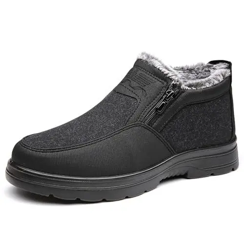 Produktbild: Sneaker & Sportschuhe FüR Herren Sneaker Herren Modische Herren-Winterstiefel, warm, rutschfest, mit Reißverschluss, bequeme Stiefeletten, On Schuhe Herren 43 OrthopäDische Sandalen Herren (Black, 47)