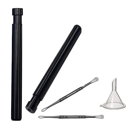 Produktbild: SPOPGUYS Sniffer 2 Stick, Ziehröhrchen Set für Schnupftabak, Teleskopischer Schnupftabak Dosierer mit Schaufel, Koks Dosierer und Schnupftabak Zubehör, Metall-Druckstange (84 * 7.8mm, Schwarz)