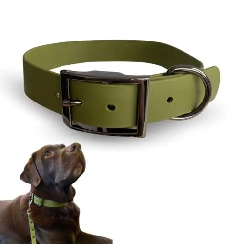 Produktbild: SNIFFLS Premium Hundehalsband große Hunde, Oliv grün - Große Hunde (XL) - Mehrfach verstellbar und einfach mit Wasser zu reinigen!