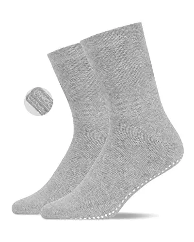Produktbild: Snocks 2x ABS Socken Herren Anti-Rutsch Socken 2x Grau Größe 43-46 Stoppersocken Noppensocken Yoga Männer Pilates Socken Rutschfest Antirutsch Sportsocken