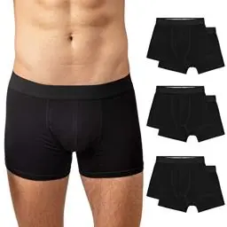 Produktbild: Snocks Boxershorts Herren Ohne Logo aus Bio-Baumwolle (6er Pack) - Atmungsaktiv und Ideal für Sport und Alltag - Kein juckendes Etikett - Unterhosen Herren - Gr.M, Farbe Schwarz