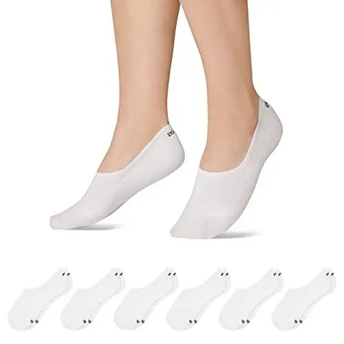 Produktbild: Snocks Füßlinge für Damen und Herren aus Bio-Baumwolle 6 Paar - Rutschfeste und unsichtbare Sneakersocken - Kurze Socken Gr. 43-46 - Farbe Weiß