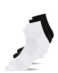 Produktbild: Snocks Mittelhohe Laufsocken (4X Paar) Atmungsaktive Sportsocken Anti-Blasen Schutz Kompression Herren Schwarz/Weiß Größe 43-46 Running Socks Running Funktionssocken