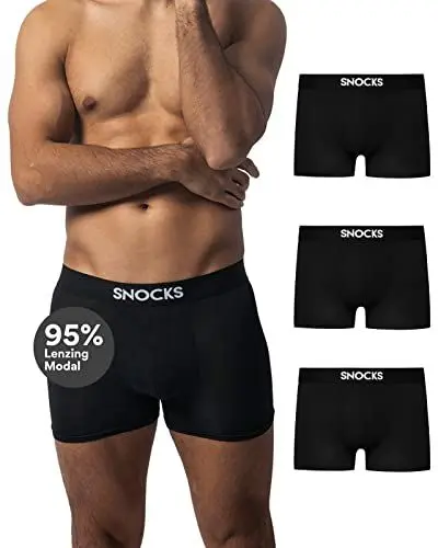 Produktbild: Snocks Premium Boxershorts Herren aus weichem Lenzing Modal (3er Pack) - Ultraleichte und Atmungsaktive Boxershorts - Unterwäsche Männer ohne Kratzenden Etiketten - Gr. XL - Farbe Schwarz