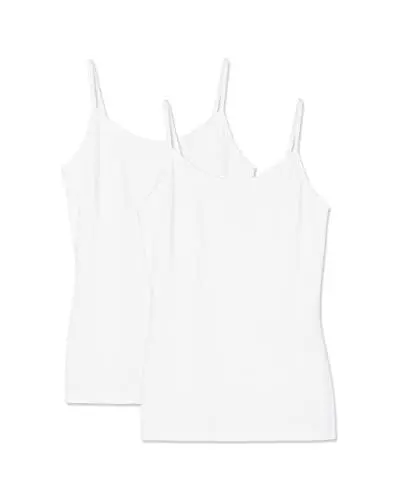 Produktbild: Snocks Spaghetti Top Damen aus Bio-Baumwolle 2er Pack - Körperbetonte Passform - Hochwertige Unterhemden mit klassischen Trägern - Weiß - S
