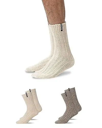 Produktbild: Snocks Wollsocken Herren 2x Winter Norweger Socken Herren Weiss Größe 43-46 Dicke Socken Norwegersocken Warme Socken Strick Socken Kuschelsocken